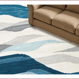 Ultra Soft Area Rug, Non Slip, Stain Resistant, Washable Area Rugs for Living Room, Bedroom, Elegant Oceanic Blue Palette(Gray)