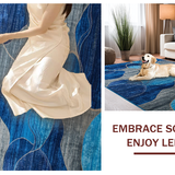 Ultra Soft Area Rug, Non Slip, Stain Resistant, Washable Area Rugs for Living Room, Bedroom, Elegant Blue Toned Transitional Design(Blue)