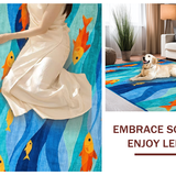 Ultra Soft Area Rug, Non Slip, Stain Resistant, Washable Area Rugs for Living Room, Bedroom, Colorful Marine Life Pattern(Orange)
