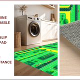 Ultra Soft Area Rug, Non Slip, Stain Resistant, Washable Area Rugs for Living Room, Bedroom, Vibrant Urban Landscape Motif(Green)
