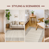 Ultra Soft Area Rug, Non Slip, Stain Resistant, Washable Area Rugs for Living Room, Bedroom, Trendy Coastal Textured Layout(Beige)