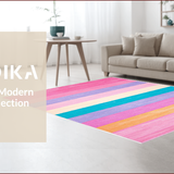Ultra Soft Area Rug, Non Slip, Stain Resistant, Washable Area Rugs for Living Room, Bedroom, Kawaii Pastel Rainbow Nursery Play Mat(Red)