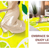 Ultra Soft Area Rug, Non Slip, Stain Resistant, Washable Area Rugs for Living Room, Bedroom, Fresh Lemon Motif Bath Accessory(Yellow)