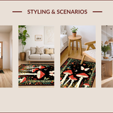 Ultra Soft Area Rug, Non Slip, Stain Resistant, Washable Area Rugs for Living Room, Bedroom, Autumn-Inspired Mushroom Motif(Red)