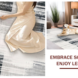 Ultra Soft Area Rug, Non Slip, Stain Resistant, Washable Area Rugs for Living Room, Bedroom, Graphic Dual-Tone Striped Rug with Alternating Black White Linear Bands(Gray)