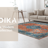 Ultra Soft Area Rug, Non Slip, Stain Resistant, Washable Area Rugs for Living Room, Bedroom, Artful Abstract Lagoon Palette(Orange)