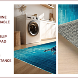 Ultra Soft Area Rug, Non Slip, Stain Resistant, Washable Area Rugs for Living Room, Bedroom, Elegant Ocean-Inspired Motif(Blue)