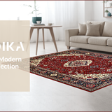 Ultra Soft Area Rug, Non Slip, Stain Resistant, Washable Area Rugs for Living Room, Bedroom, Elegant Red Floral Heritage Pattern(Red)