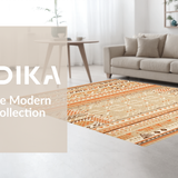 Ultra Soft Area Rug, Non Slip, Stain Resistant, Washable Area Rugs for Living Room, Bedroom, Rustic Diamond Lattice Motif(Orange)