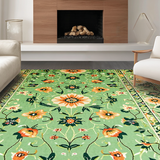 Ultra Soft Area Rug, Non Slip, Stain Resistant, Washable Area Rugs for Living Room, Bedroom, Eclectic Floral Medley Arrangement(Green)