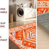 Ultra Soft Area Rug, Non Slip, Stain Resistant, Washable Area Rugs for Living Room, Bedroom, Rustic Geometric Orange Elegance(Orange)