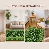 Ultra Soft Area Rug, Non Slip, Stain Resistant, Washable Area Rugs for Living Room, Bedroom, Rustic Springtime Clover Motif(Green)
