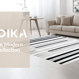 Ultra Soft Area Rug, Non Slip, Stain Resistant, Washable Area Rugs for Living Room, Bedroom, Contemporary Striped Area Rug Black and White Design Element(Black)
