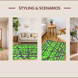 Ultra Soft Area Rug, Non Slip, Stain Resistant, Washable Area Rugs for Living Room, Bedroom, Interactive Multi-Hued Road Layout(Green)