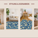 Ultra Soft Area Rug, Non Slip, Stain Resistant, Washable Area Rugs for Living Room, Bedroom, Boho Vintage Blue Living Room Non Slip Rug(Blue)