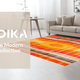 Ultra Soft Area Rug, Non Slip, Stain Resistant, Washable Area Rugs for Living Room, Bedroom, Rustic Textured Organic Lines(Orange)