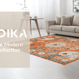 Ultra Soft Area Rug, Non Slip, Stain Resistant, Washable Area Rugs for Living Room, Bedroom, Modern Eclectic Vintage Hue(Orange)