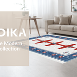 Ultra Soft Area Rug, Non Slip, Stain Resistant, Washable Area Rugs for Living Room, Bedroom, Nautical Blue Tone Design(Red)