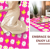Ultra Soft Area Rug, Non Slip, Stain Resistant, Washable Area Rugs for Living Room, Bedroom, Playful Bright Color Blossom Design(Pink)