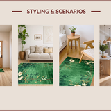 Ultra Soft Area Rug, Non Slip, Stain Resistant, Washable Area Rugs for Living Room, Bedroom, Botanical Non-Slip Door Mat for Kitchen and Bedroom(Green)