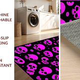 Ultra Soft Area Rug, Non Slip, Stain Resistant, Washable Area Rugs for Living Room, Bedroom, Artistic Skull Gesture Representation(Pink)