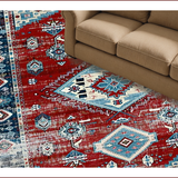 Ultra Soft Area Rug, Non Slip, Stain Resistant, Washable Area Rugs for Living Room, Bedroom, Rustic Red Medallion Design(Red)