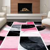 Ultra Soft Area Rug, Non Slip, Stain Resistant, Washable Area Rugs for Living Room, Bedroom, Stylish Low Pile Artistic Design(Pink)