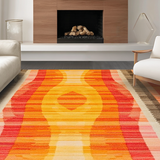 Ultra Soft Area Rug, Non Slip, Stain Resistant, Washable Area Rugs for Living Room, Bedroom, Rustic Textured Organic Lines(Orange)
