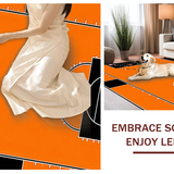 Ultra Soft Area Rug, Non Slip, Stain Resistant, Washable Area Rugs for Living Room, Bedroom, Bold Black and Orange Visual(Orange)