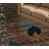 Ultra Soft Area Rug, Non Slip, Stain Resistant, Washable Area Rugs for Living Room, Bedroom, Vintage Elk and Bear Motif(Brown)
