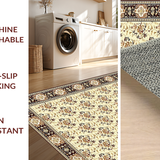 Ultra Soft Area Rug, Non Slip, Stain Resistant, Washable Area Rugs for Living Room, Bedroom, Timeless Traditional Floral Elements(Beige)