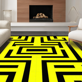 Ultra Soft Area Rug, Non Slip, Stain Resistant, Washable Area Rugs for Living Room, Bedroom, Dynamic Black and White Geometric Illusion(Yellow)