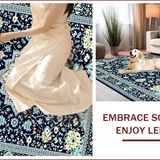 Ultra Soft Area Rug, Non Slip, Stain Resistant, Washable Area Rugs for Living Room, Bedroom, Chic Floral Medallion Design(Blue)
