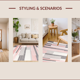 Ultra Soft Area Rug, Non Slip, Stain Resistant, Washable Area Rugs for Living Room, Bedroom, Chic Blush Geometric Elegance(Gray)