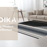 Ultra Soft Area Rug, Non Slip, Stain Resistant, Washable Area Rugs for Living Room, Bedroom, Classic Pinstripe Graphic Rug Showcasing Sleek Alternating Linework Motif(Gray)