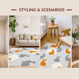 Ultra Soft Area Rug, Non Slip, Stain Resistant, Washable Area Rugs for Living Room, Bedroom, Delightful Cozy Farmhouse Vibe(Gray)