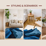 Ultra Soft Area Rug, Non Slip, Stain Resistant, Washable Area Rugs for Living Room, Bedroom, Serene Indigo and Cream Nature Fusion(Blue)