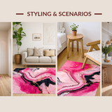 Ultra Soft Area Rug, Non Slip, Stain Resistant, Washable Area Rugs for Living Room, Bedroom, Bold Contemporary Color Contrast(Pink)