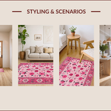 Ultra Soft Area Rug, Non Slip, Stain Resistant, Washable Area Rugs for Living Room, Bedroom, Pastel Botanical Kids Room Non-Slip Carpet(Pink)