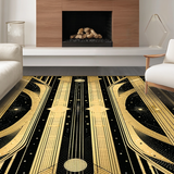 Ultra Soft Area Rug, Non Slip, Stain Resistant, Washable Area Rugs for Living Room, Bedroom, Stylish Geometric Patterned Aesthetic(Gold)