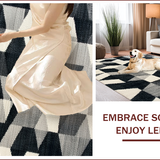 Ultra Soft Area Rug, Non Slip, Stain Resistant, Washable Area Rugs for Living Room, Bedroom, Non-Shedding Minimalist Home Office Geometric Carpet(Gray)