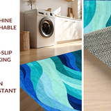 Ultra Soft Area Rug, Non Slip, Stain Resistant, Washable Area Rugs for Living Room, Bedroom, Whimsical Blue Swirl Theme(Blue)