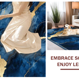 Ultra Soft Area Rug, Non Slip, Stain Resistant, Washable Area Rugs for Living Room, Bedroom, Chic Opulent Blue Gold Blend(Blue)
