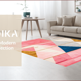 Ultra Soft Area Rug, Non Slip, Stain Resistant, Washable Area Rugs for Living Room, Bedroom, Contemporary Multi-Tonal Symmetry(Pink)