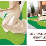 Ultra Soft Area Rug, Non Slip, Stain Resistant, Washable Area Rugs for Living Room, Bedroom, Kids Cat Print Irregular(Green)