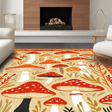 Ultra Soft Area Rug, Non Slip, Stain Resistant, Washable Area Rugs for Living Room, Bedroom, Joyful Eclectic Design Elements(Orange)