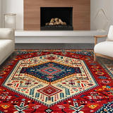 Ultra Soft Area Rug, Non Slip, Stain Resistant, Washable Area Rugs for Living Room, Bedroom, Striking Warm Boho Color Mix(Red)