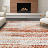Ultra Soft Area Rug, Non Slip, Stain Resistant, Washable Area Rugs for Living Room, Bedroom, Rustic Ombre Throw Rug with Vintage Distressed Texture and Subtle Chevron(Brown)