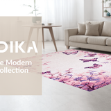 Ultra Soft Area Rug, Non Slip, Stain Resistant, Washable Area Rugs for Living Room, Bedroom, Delicate Insect Print with Cozy Vibes(Pink)