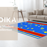 Ultra Soft Area Rug, Non Slip, Stain Resistant, Washable Area Rugs for Living Room, Bedroom, Elementary Rainbow Melody Style(Blue)